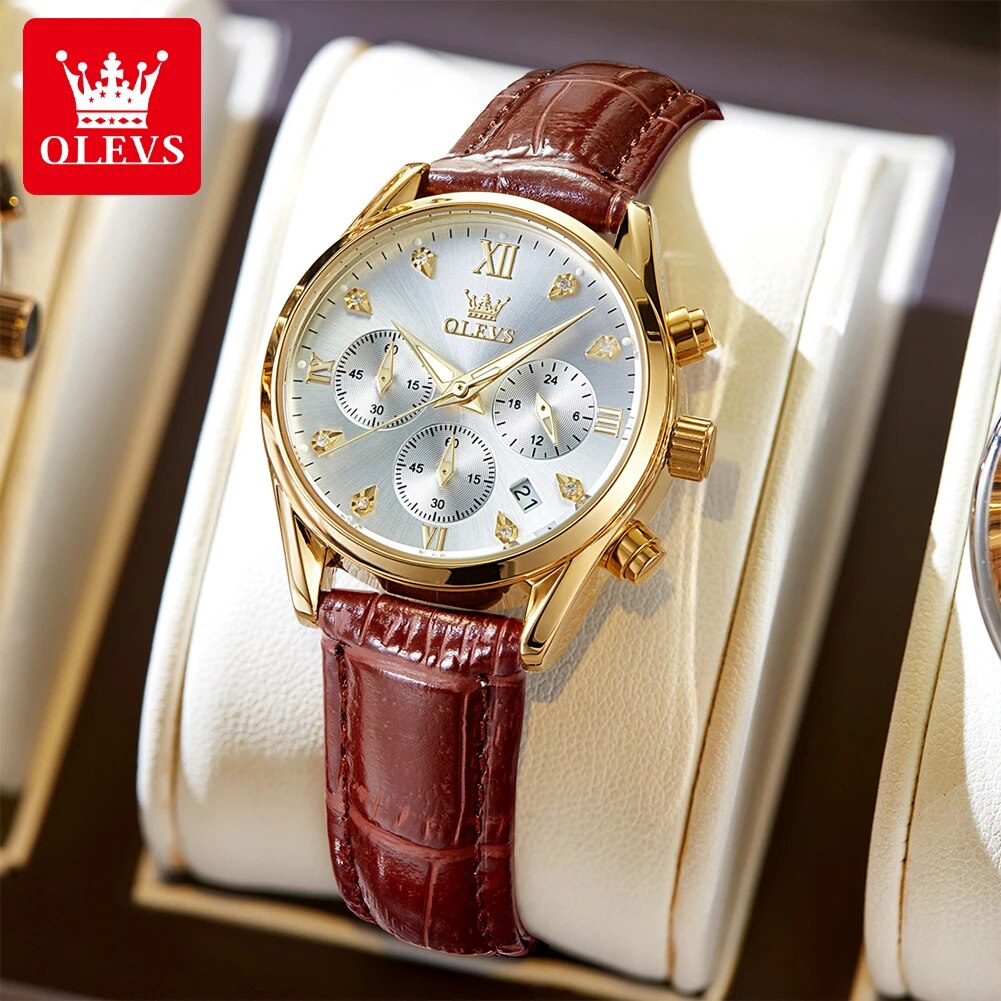 Luxury Watch Cheap - OLEVS 5523 dameshorloges lederen band waterdicht