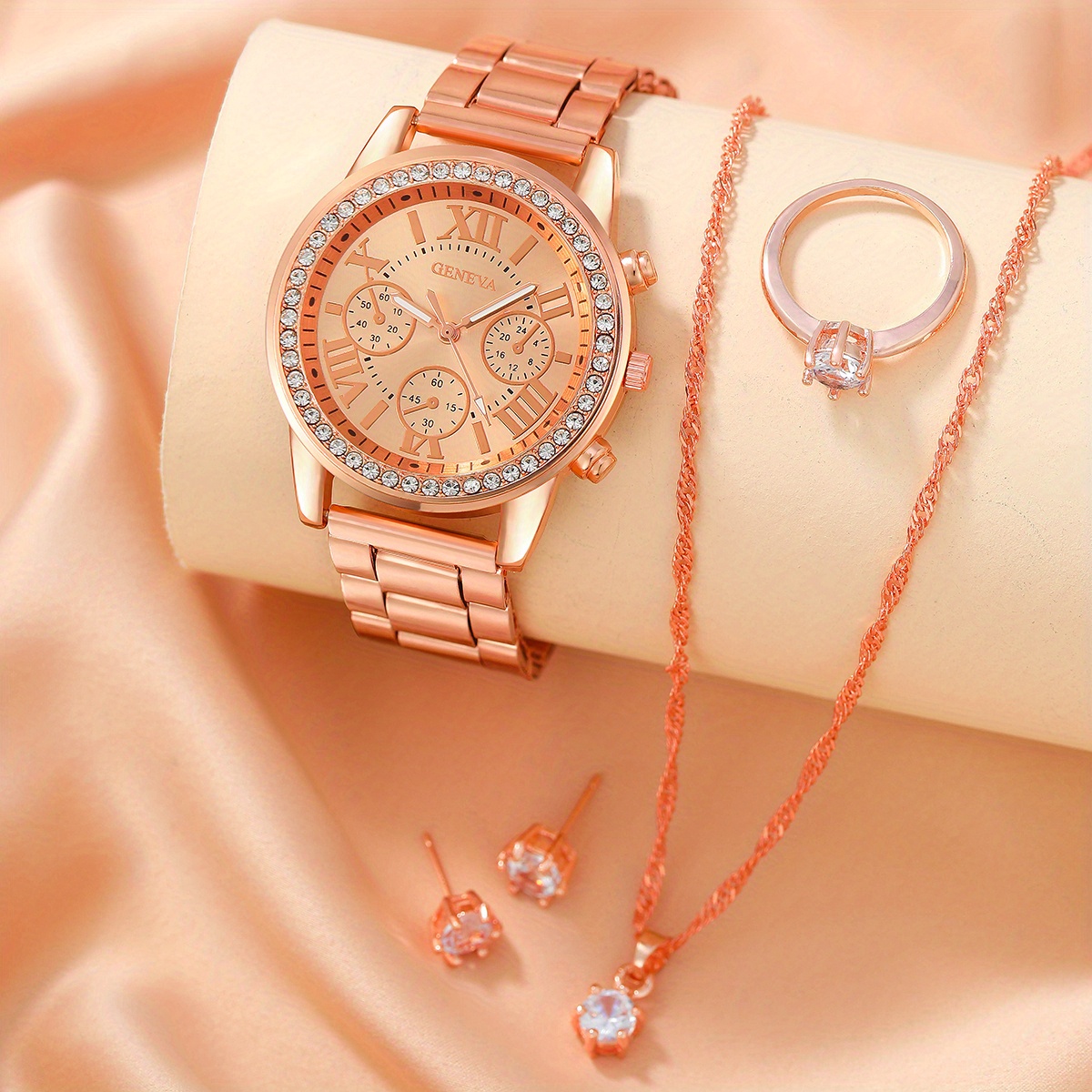 Luxury Watch Gift For Her - Dameshorloge Luxe Strass Quartz Horloge Rome